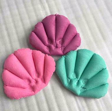 Starlit Ocean Shell Shape Towel Cloth Inflatable PVC Bath Pillow Home Hotel Bathtub Cushion Random Color