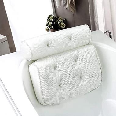 JaidWefj Non Slip Bath Pillow,Ergonomic Bath Cushion,Home Spa Pillow with 4D Air Mesh Technology,for Tub Neck and Back Support