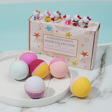 6 Pack Large 3.6 OZ Bath Bombs Dance Party with Kitty Gift Set Bubble Bombs Inside Surprise MISHIU Fizzy and Bubbly Bath Balls Set Safe for Boys Girls Color Bath Tablets