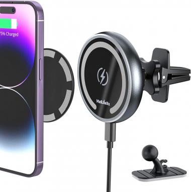 Magnetic Wireless Car Charger for Magsafe Mount iPhone 14/14 Pro Max/Mini/13/13 Pro/13 Pro Max/ 13 Mini/12/12 Pro/ 12 Pro Max/12 Mini, QI 15 W Car Charging, Car Dashboard and Air Vent Car Phone Holder