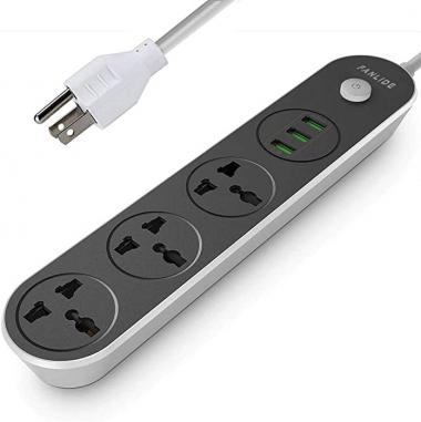 Fanlide Power Strip with USB Ports, 6ft Power Cord, 2500W Circuit Breaker, 3 Outlets 3 Quick USB (5V 3.1A) Charging Station, Child Safe Door, for Cruise Ship,Dorm Room Multi Plug Extender