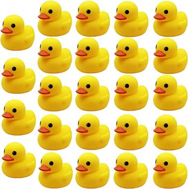 umbresen Yellow Rubber Ducks Preschool Bath Toys Bathtub Duckies Gift for Baby Shower Infants Toddlers Car Pool Float Halloween Adults Party Favors Carnival Decorations (Mini Yellow 1.8''-24pcs)