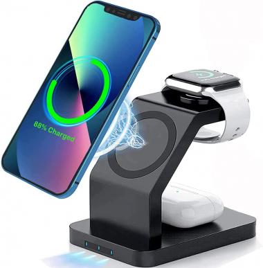 leQuiven Magnetic Wireless Charger for MagSafe iPhone 14/13, 3 in 1 Wireless Charging Station Compatible with iPhone 14/13/12 Pro Max, iWatch Charger Stand for iWatch 8 7 6 5 4 3 2 1 SE, AirPods Pro 2