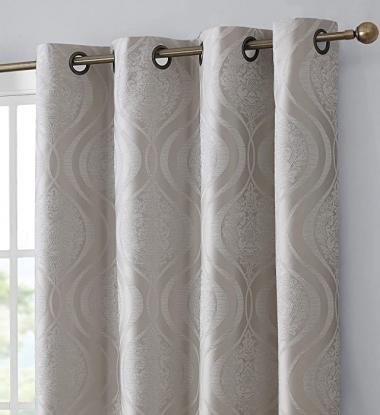 HLC.ME Montero Damask 100% Complete Blackout Thermal Insulated Energy Savings Heat/Cold Blocking Floor Length Grommet Curtain Drapery Panels for Bedroom & Living Room, 2 Panels (52 W x 84 L, Ivory)