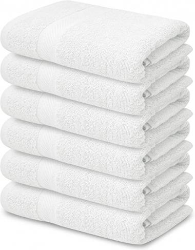 Craftt Culture White Cotton Bath Towels 22x44 Pack of 6 100% Cotton, Extra-Absorbent, Value Bath Towel Collection, White Bath Towels for Bathroom