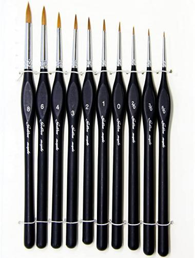 Detail Paint Brushes Set 10pcs Miniature Brushes for Fine Detailing & Art Painting - Acrylic, Watercolor,Oil,Models, Warhammer 40k.