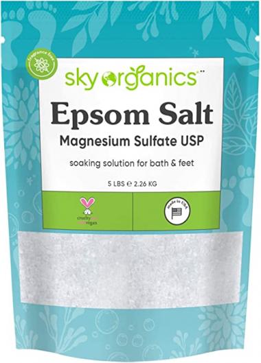 Epsom Salt by Sky Organics (2 x 5 lbs.) - 100% Pure Magnesium Sulfate USP Grade Kosher Non-GMO – Bath and Foot Soak Soothing Body Soak. Made in USA