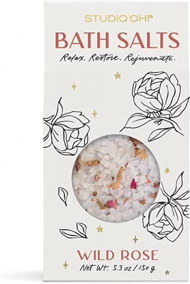 Scented Bath Salts - Comforting Bath Soak - 5.3 Ounces - Birthday Gifts for Women - Wild Rose by Studio Oh!