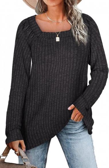 WIHOLL Sweaters for Women Long Sleeve V Neck Solid Color Fashion Tops