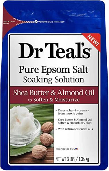 Pure Epsom Salt Teal's Soaking Solution, Shea Butter & Almond Oil, 3 Lbs (Pack of 2)