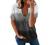 Womens Zipper Short Sleeve Tops and Blouses Casual Loose Fitting V Neck Tunics Trendy Color Block Tees Summer T Shirts