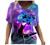 Summer Tops for Women Short Sleeve T Shirts Casual V-Neck Tie Dye Abstract Printed Tee T-Shirts Tunic Loose Blouses