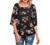 Women's Business Casual Scoop Neck 3/4 Sleeves Chiffon Work Blouse Shirt Top Floral Solid Loose Fitting T-Shirt Tunics