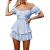 Women’s Off Shoulder Short Sleeve Rompers Criss Cross Tie Back Zipper Jumpsuit Ruffle Hem Chiffon Mini Dress