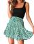 Relipop Women's Floral Flared Short Skirt Polka Dot Pleated Mini Skater Skirt with Drawstring