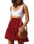 Relipop Women's Floral Flared Short Skirt Polka Dot Pleated Mini Skater Skirt with Drawstring