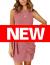 MEROKEETY Women's Summer Sleeveless T Shirt Dress Tie Waist Ruched Crewneck Bodycon Mini Dress