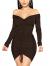 XXTAXN Women's Sexy Elegant Long Sleeve Off The Shoulder Ruched Mini Dress