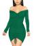 XXTAXN Women's Sexy Elegant Long Sleeve Off The Shoulder Ruched Mini Dress