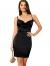 SOLY HUX Women's Spaghetti Strap Cowl Neck Satin Short Slip Dress