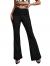 WDIRARA Women's Cut Out Wide Leg Flare Pants High Waist Stretch Self Tie Solid Long Pants