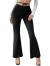 WDIRARA Women's Cut Out Wide Leg Flare Pants High Waist Stretch Self Tie Solid Long Pants