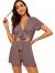 SweatyRocks Women's Sexy V Neck Self Tie Front Short Romper Jumpsuit Playsuit