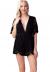 Eleter Women's Deep V-Neck Lace Romper Short Sleeve Long Dress