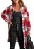 KIRUNDO Women's Flannel Plaid Shirts Jacket Shacket Coats Casual Boyfriend Button Down Shirts Long Sleeve Blouses Tops