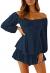 Fixmatti Women Boho Romper Off Shoulder Ruffle Chiffon Shorts Jumpsuit Playsuits