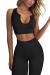 FAFOFA Workout Outfits for Women 2 Piece Ribbed Seamless Crop Tank High Waist Yoga Leggings Sets