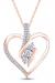 AFFY 1/4cttw Round Cut White Natural 3 Stone Diamond Heart Pendant Necklace in 14K Gold Over Sterling Silver (0.25 Ct) with 18" Chain For Women