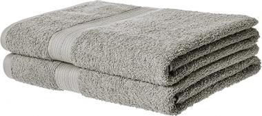 Amazon Basics Fade-Resistant Cotton Bath Towel - 2-Pack, Gray