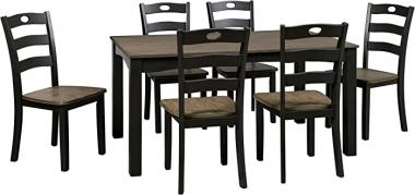 Signature Design by Ashley Froshburg Rustic 7 Piece Dining Set, Includes Table & 6 Chairs, Dark Brown