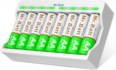 MRBATTERY Battery Charger AA AAA Rechargeable Batteries USB Charger,8 Pack NiMh AA Batteries