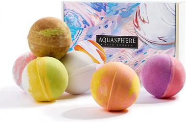 Aquasphere Bath Bombs - 6 PC 5oz Extra Large Bath Bomb Gift Set, Natural, Organic and Wholesome Ingredients Cleanse, Six Scents for a Luxurious and Delightful Bath Time