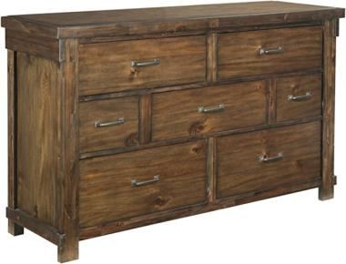 Signature Design by Ashley Lakeleigh Rustic Industrial 7 Drawer Dresser, Dark Brown