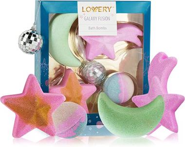 Gifts for Kids, Galaxy Bath Bomb Set, Spa Gift Set, 4 Cosmic Bath Fizzers, Shea & Coco Butter, Holiday Gift Idea for Kids, Girls & Boys, Spa Bath Gift Set - 4 Solar Colorful Bath Bombs