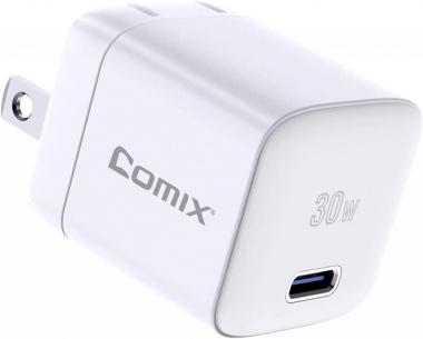 USB C Wall Charger, Comix 30W PD3.0 PPS USB-C Fast Charger Adapter, Super Mini GaN Foldable Charger for iPhone 14 13 12 Pro Max, MacBook Air, iPad Pro, Galaxy S22/ S21, Pixel 6 Pro/6 and More