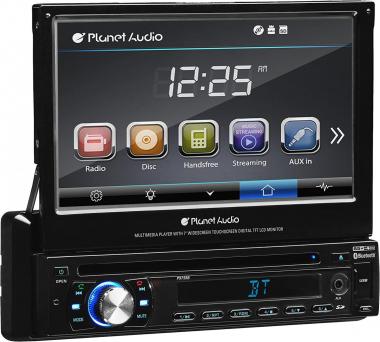 Planet Audio P9759B Single Din, Touchscreen, Bluetooth, DVD/CD/MP3/USB/SD AM/FM Car Stereo, 7 Inch Digital LCD Monitor, Detachable Front Panel, Wireless Remote