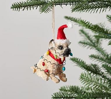 Party Pug Bottlebrush Christmas Ornament 1 Each