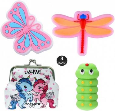 ZOSTLAND Cartoon Animal Fruits Cable Protector USB Charger Saver Charging Data Line Earphone Bite Organizor Compatible with All iPhone iPad iPod and Android Phones (Butterfly Dragonfly Caterpillar)