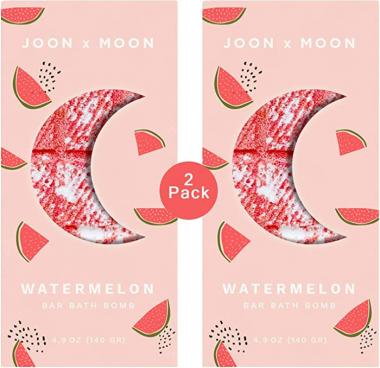 JOON X MOON Bath Bomb Bar 2 Pack (Watermelon), Soothing Bath Soak for Relaxation and Hydrated Skin, Shea Butter & Sea Salt for a Nourishing Bubble Bath, 4.9 oz