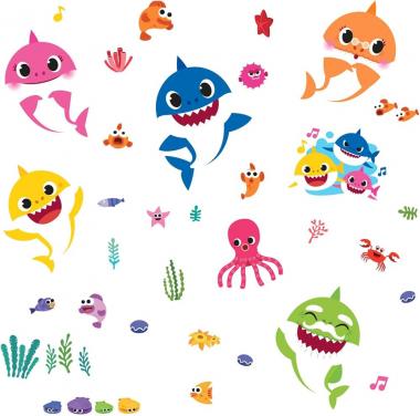 RoomMates RMK4303SCS Baby Shark Peel and Stick Wall Decals