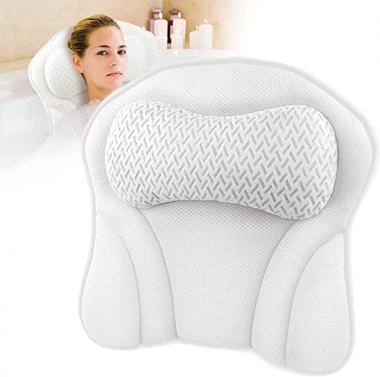 Bath Pillow for Tub Comfort Bathtub Pillow, Ergonomic Bath Pillows for Tub Neck and Back Support with 6 Suction Cups, Ultra-Soft 4D Air Mesh Design SPA Tub Bath Pillow for Women & Men