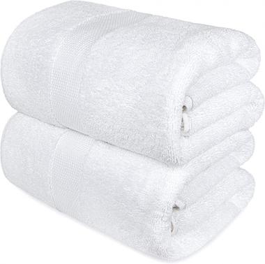 Luxury White Bath Towels Large - Circlet Egyptian Cotton | Highly Absorbent Hotel spa Collection Bathroom Towel | 30x56 Inch | Set of 2