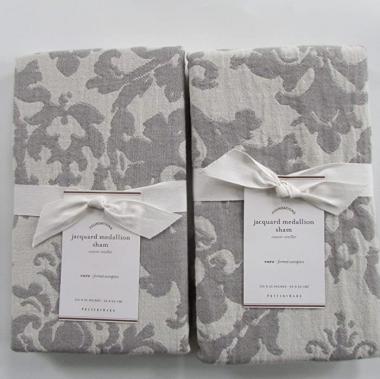 Pottery Barn Jacquard Medallion Euro Shams ~*~Set of Two~*~Gray~