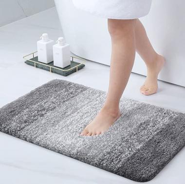 Arotive Microfiber Bathroom Rugs, Shaggy Soft and Absorbent Bath Rug, Non-Slip, Thick Plush Bathroom Mat, Machine Washable Dry Bath Mats for Bathroom, Tub and Shower, 20"x32", Grey