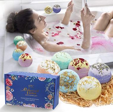 Bath Bombs Gift Set Bath Bombs Rich in Essential Oil, Shea Butter, Coconut Oil, Fizzy Spa to Moisturize Dry Skin,Best Gift for Women and Kids (6 x 4oz)