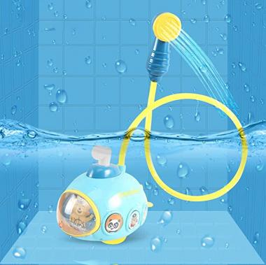 NEXTAKE Submarine Shower Head Bath Toy, Electric Cartoon Shower Sprinkler Tub Toy Bathtub Pigboat Hand Shower Water Toy SUB Water Pump Toy Bathtub Spray Water Toy Floating Toy (Blue)